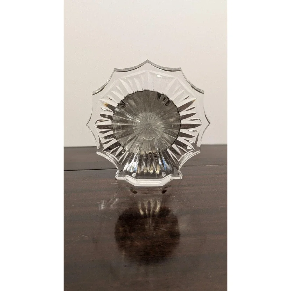 Vintage Starburst Glass Picture Frame Round Silver Photo Insert Clear 4.5in